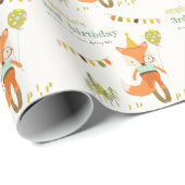 Elegant Leuke Woodland Fun Party Fox Kids Verjaard Cadeaupapier (Rol Hoek)