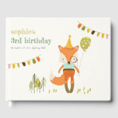 Elegant Leuke Woodland Fun Party Fox Kids Verjaard Gastenboek (Voorkant)