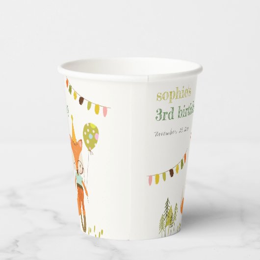 Elegant Leuke Woodland Fun Party Fox Kids Verjaard Papieren Bekers (Rechts)