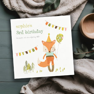 Elegant Leuke Woodland Fun Party Fox Kids Verjaard Servet