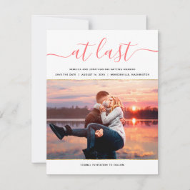 Elegant levend koraal Foto Modern Sparen de Datum Kaart