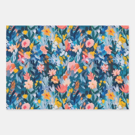 Elegant levendig Abstract botanisch kunstpatroon Inpakpapier Vel (Voorkant 3)