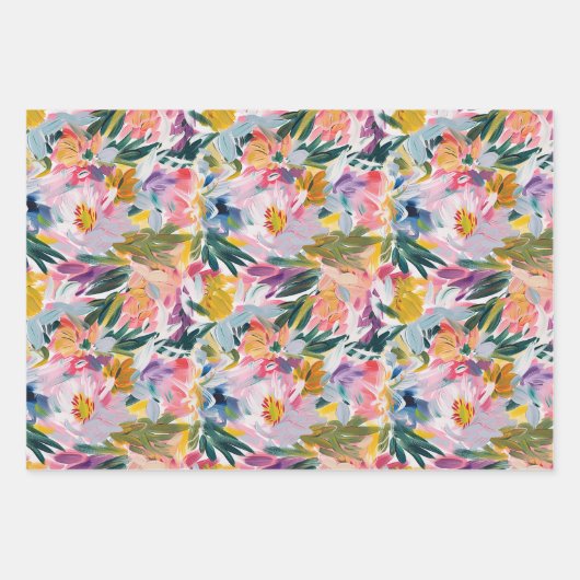 Elegant levendig Abstract botanisch kunstpatroon Inpakpapier Vel (Voorkant)