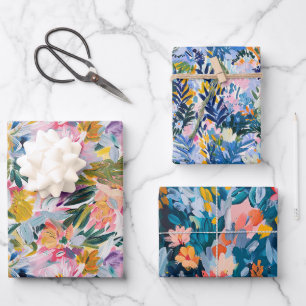 Elegant levendig Abstract botanisch kunstpatroon Inpakpapier Vel