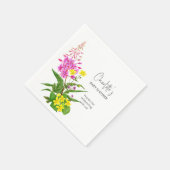 Elegant Levendig Geel Roze Wildflower Script Servet (Hoek)