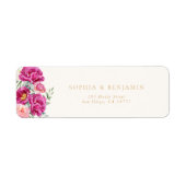 Elegant Levendig Roze Bloemstuk Bruiloft Retouradr Etiket (Voorkant)