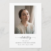 Elegant levensviering foto rouwkaart programmakaart (Voorkant)