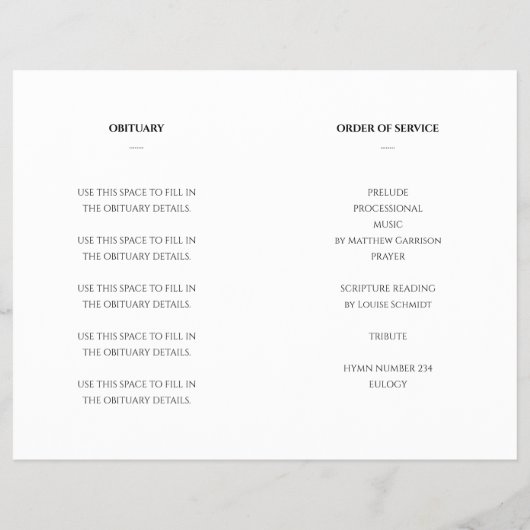 Elegant levensviering-herdenkingsprogramma flyer (Achterkant)