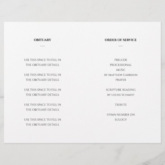 Elegant levensviering-herdenkingsprogramma flyer (Achterkant)