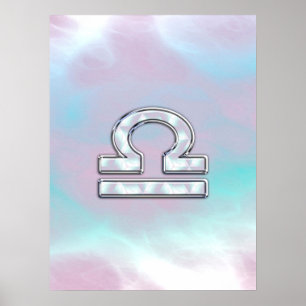 Elegant Libra Zodiac Sign Moeder parelstijl Poster