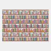 Elegant Library Bookshelf Pattern Wrapping Paper (Voorkant 2)
