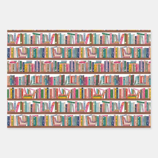 Elegant Library Bookshelf Pattern Wrapping Paper (Voorkant 2)