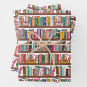 Elegant Library Bookshelf Pattern Wrapping Paper (In situ)