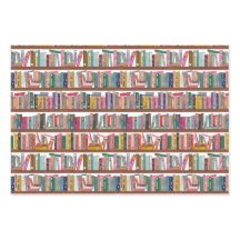 Elegant Library Bookshelf Pattern Wrapping Paper