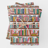 Elegant Library Bookshelf Pattern Wrapping Paper (In situ)