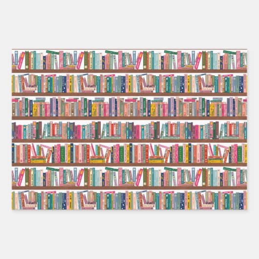 Elegant Library Bookshelf Pattern Wrapping Paper (Voorkant)