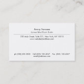Elegant Licensed Real Estate Broker Professional Visitekaartje (Achterkant)