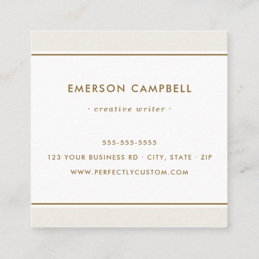 Elegant licht aan bruine rand minimaal vierkante visitekaartje (Achterkant)