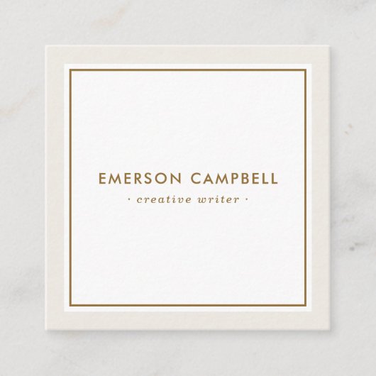 Elegant licht aan bruine rand minimaal vierkante visitekaartje (Voorkant)