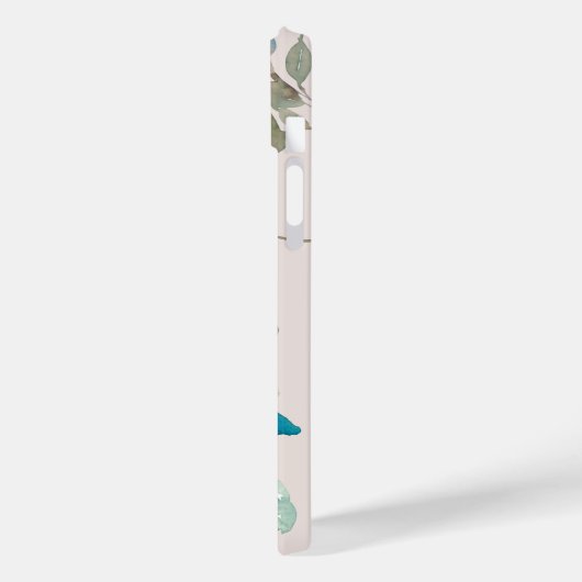 Elegant Licht Beige Botanische Rozen Monogram Naam Case-Mate iPhone Case (Achterkant / Links)