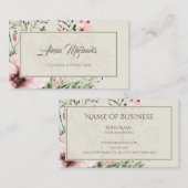 Elegant Licht Beige Roze Bos Bloemen Lijst Visitekaartje (Voorkant / Achterkant)