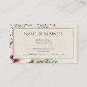 Elegant Licht Beige Roze Bos Bloemen Lijst Visitekaartje (Achterkant)