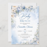 Elegant licht Blauw en wit Bloemen baby brunch