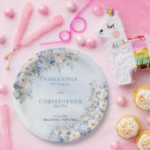 Elegant licht Blauw en wit Bloemen eucalyptus Papieren Bordje (Feest)