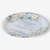 Elegant licht Blauw en wit Bloemen eucalyptus Papieren Bordje (Gekanteld)