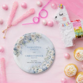 Elegant licht Blauw en wit Bloemen eucalyptus Papieren Bordje (Feest)