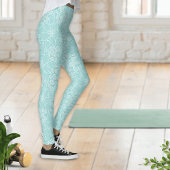 Elegant Licht Blauwgroen Aqua Mint Groen Bloemen Leggings