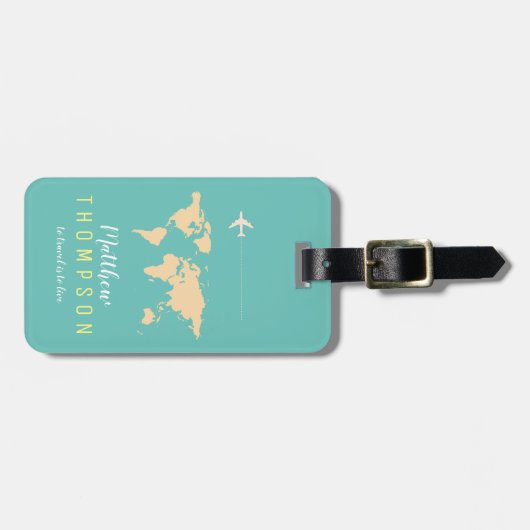 Elegant licht blauwgroen blauw reizen bagagelabel (Voorkant horizontaal)