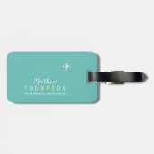 Elegant licht blauwgroen blauw reizen bagagelabel (Achterkant horizontaal)