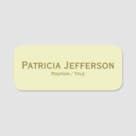 Elegant licht Bord geel & gouden tekst Professiona Naamplaatje (Voorkant)