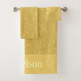 Elegant Licht Goud Barok Damast Custom Bad Handdoek