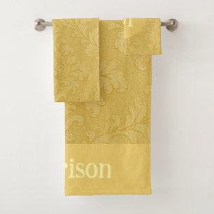 Elegant Licht Goud Barok Damast Custom Bad Handdoek