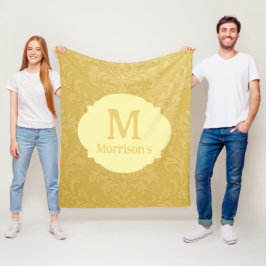 Elegant Licht Goud Barok Damast Custom Fleece Deken