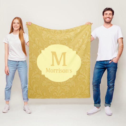 Elegant Licht Goud Barok Damast Custom Fleece Deken (In situ)
