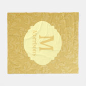Elegant Licht Goud Barok Damast Custom Fleece Deken (Voorkant (Horizontaal))