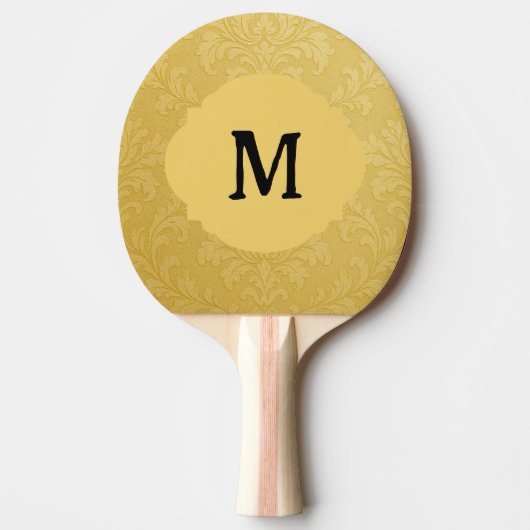 Elegant Licht Goud Barok Damast Custom Tafeltennisbatje (Voorkant)