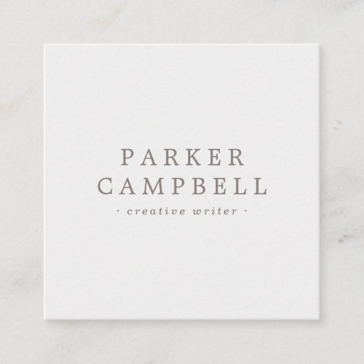 Elegant licht grijs en wit stijlvol minimalistisch vierkante visitekaartje (Voorkant)