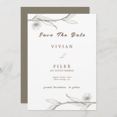 Elegant licht groen bloemenbewaar de datum Kaart (Voorkant / Achterkant)