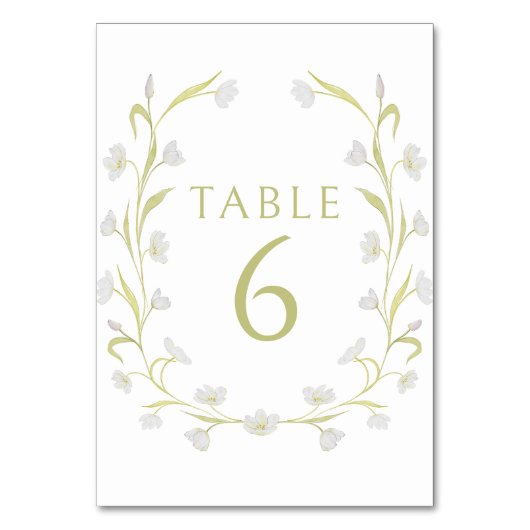 Elegant licht groen bloemenbruiloft tafel nummers kaart (Voorkant)