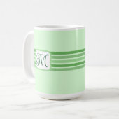 Elegant licht groen gestreept Initiaal Koffiemok (Voorkant links)