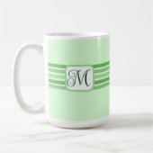Elegant licht groen gestreept Initiaal Koffiemok (Links)