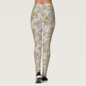Elegant Licht Groen Neutraal Bloemenpatroon Leggings (Achterkant)