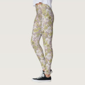 Elegant Licht Groen Neutraal Bloemenpatroon Leggings (Links)