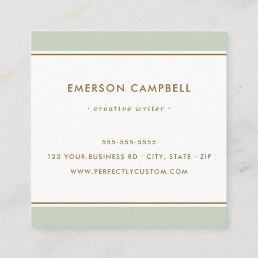 Elegant licht groene grens minimaal vierkante visitekaartje (Achterkant)