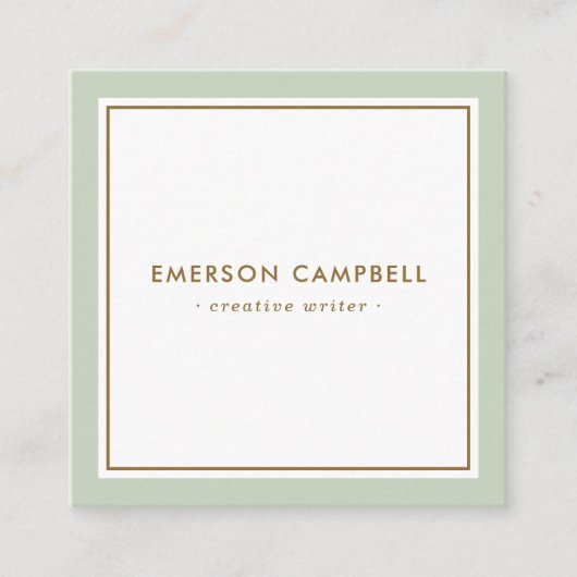 Elegant licht groene grens minimaal vierkante visitekaartje (Voorkant)