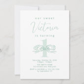 Elegant Licht Groene Hand Getrokken Boog 1e verjaa Kaart (Voorkant)